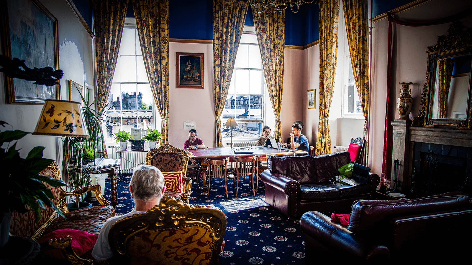 Our posh lounge offers plenty of room to relax and study or play the grand piano.